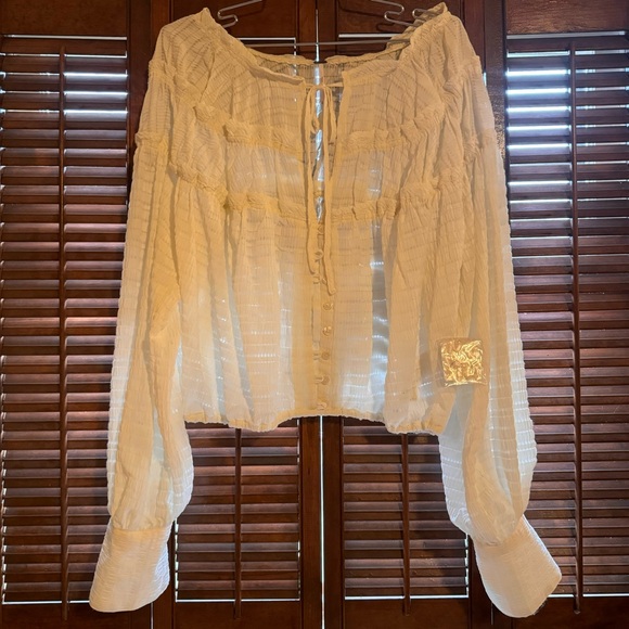 NWT Free People "Hailey" Cropped Blouse - Picture 6 of 7